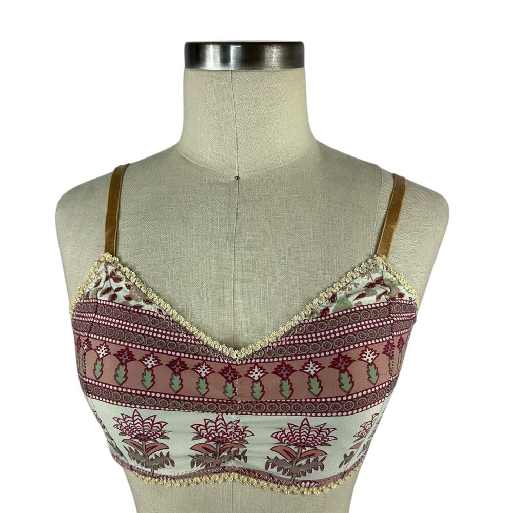 SPELL Purple Floral Gypsy Love Bralette Women's Size 12 Boho Vibrant Pink